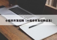 小程序开发招聘（小程序开发招聘信息）